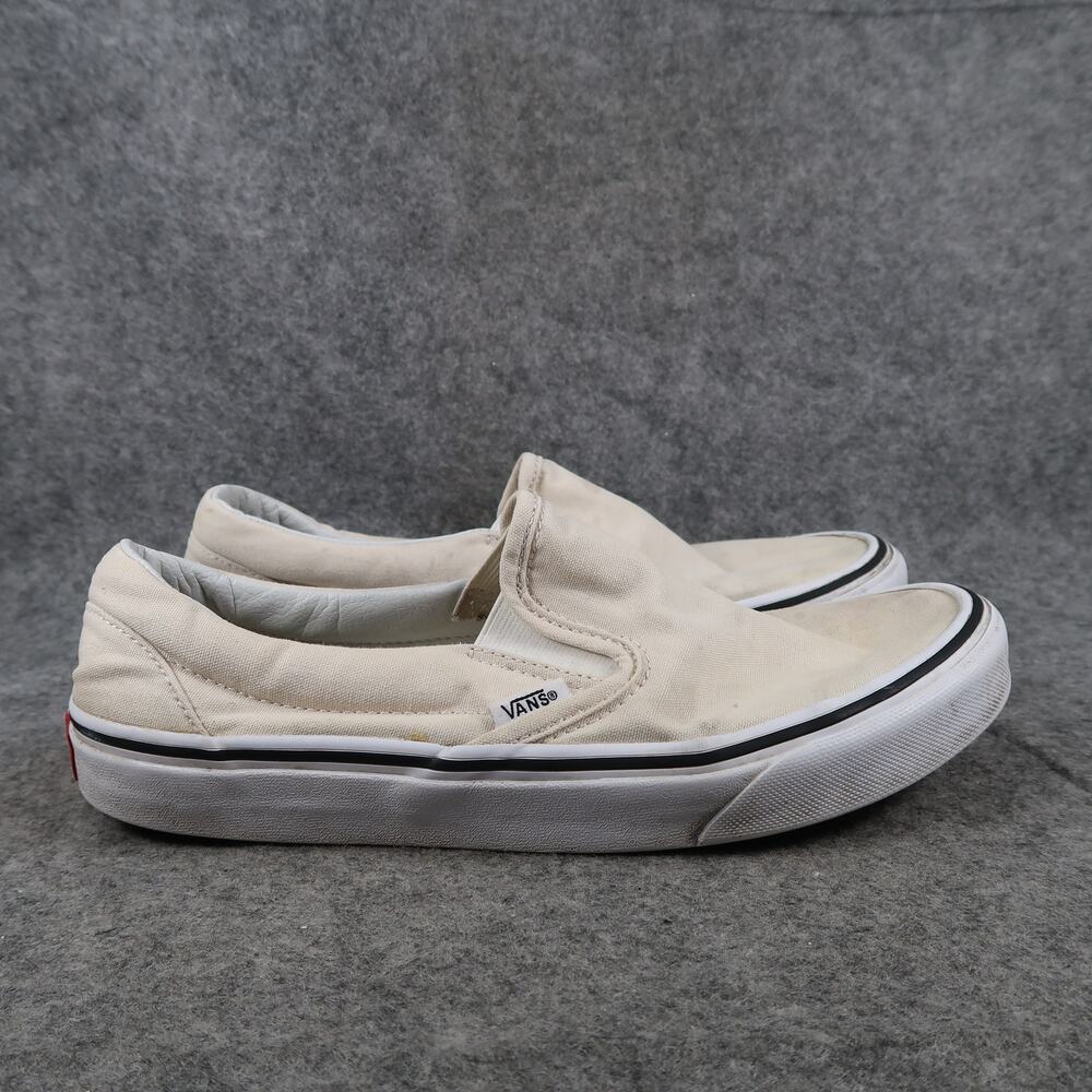 Vans Shoes Womens 8.5 Classic Slip On Sneakers Casual Canvas White Trainer Skate